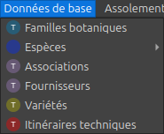 menu du modéle